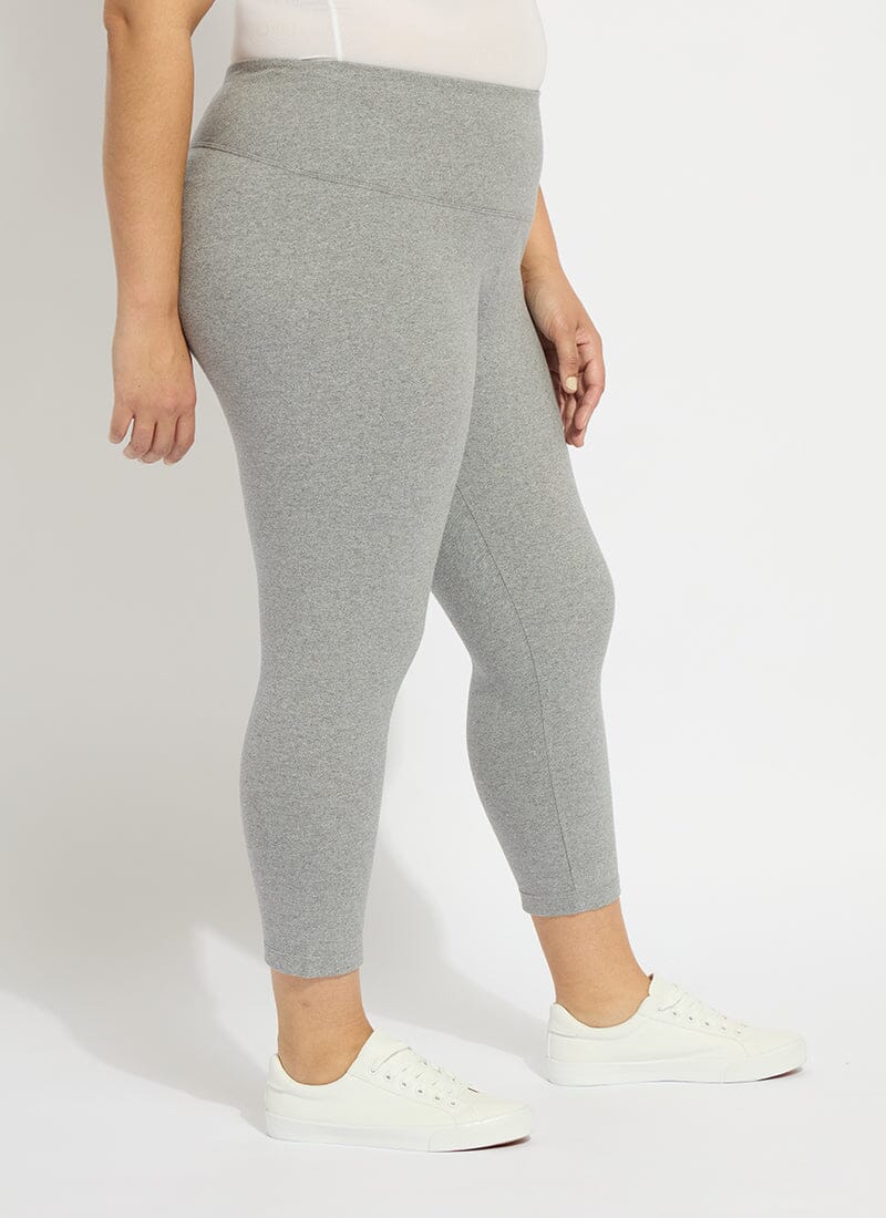 Lysse Flattering Cotton Crop Legging (Plus size)  Grey Melange