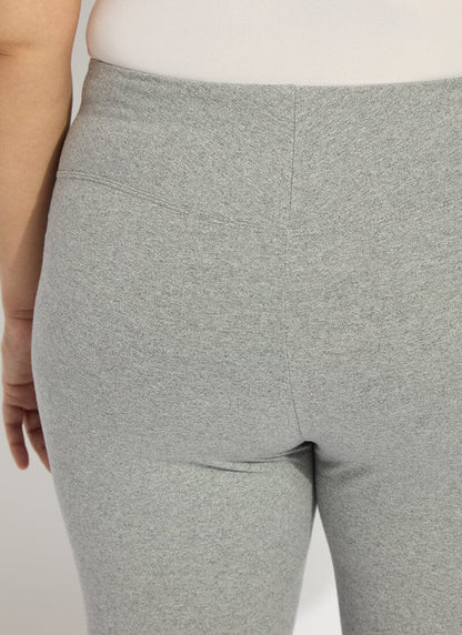 Lysse Flattering Cotton Crop Legging (Plus size)  Grey Melange