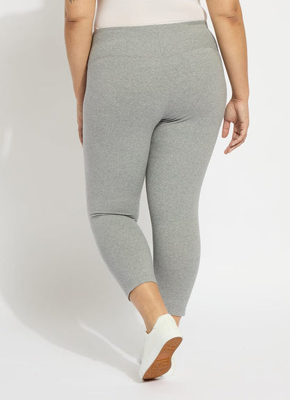 Lysse Flattering Cotton Crop Legging (Plus size)  Grey Melange