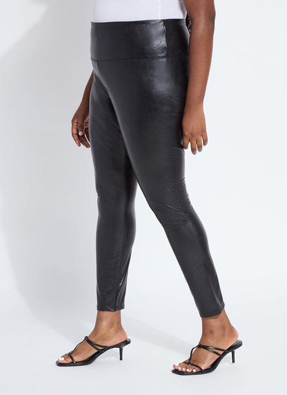 Lysse Textured Leather Legging Curvy (28.5" Inseam) Kohl Black