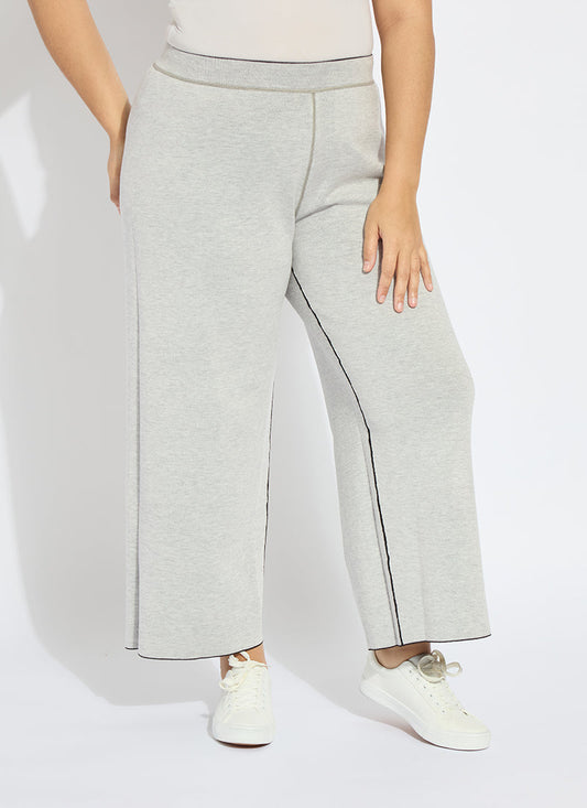 Lysse Odessa Reversible Knit Lounge Wide Leg Curvy (28" Inseam) Black/Pearl Grey Melange