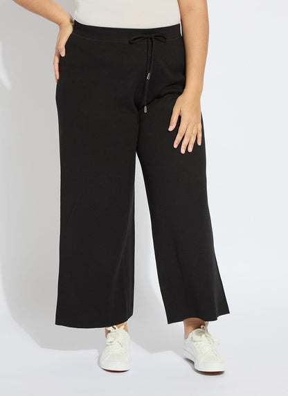 Lysse Odessa Reversible Knit Lounge Wide Leg Curvy (28" Inseam) Black/Pearl Grey Melange