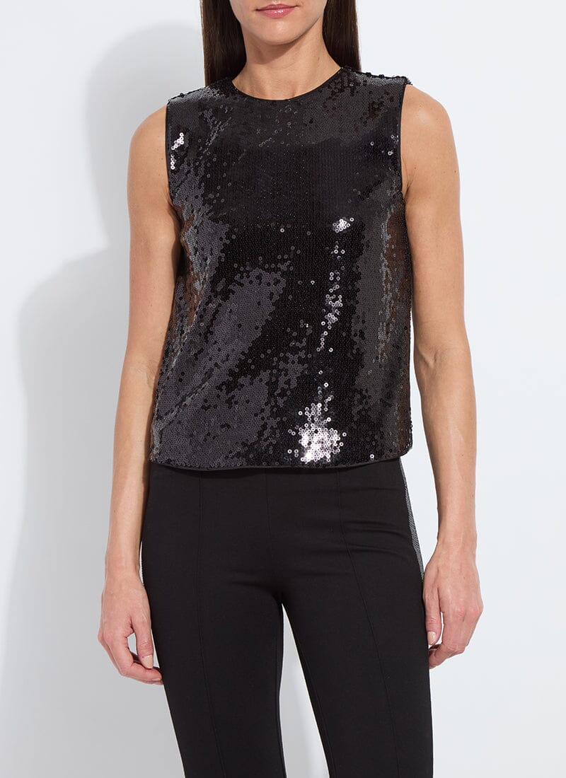 Lysse Adaline Stretch Sequin Shell Black Sequin
