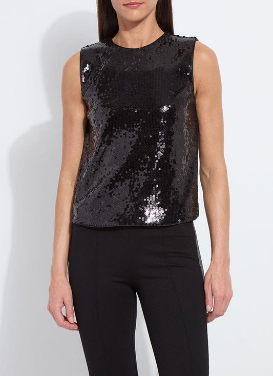 Lysse Adaline Stretch Sequin Shell Black Sequin