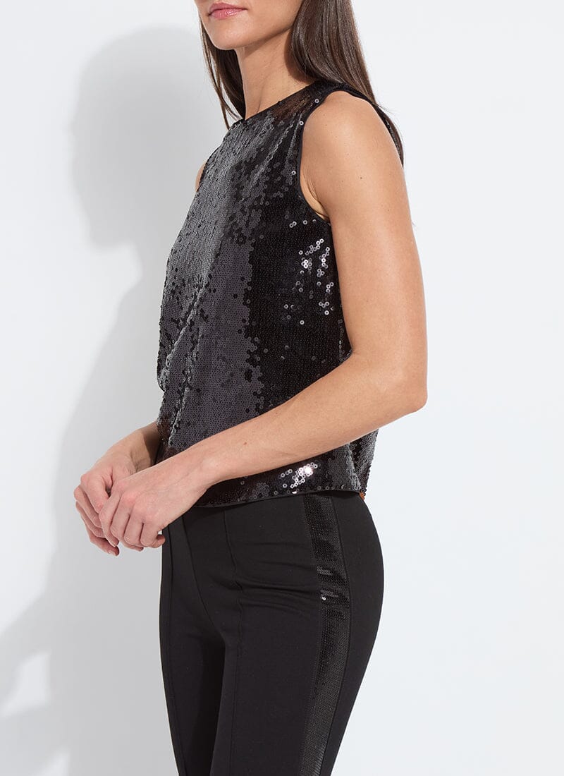Lysse Adaline Stretch Sequin Shell Black Sequin