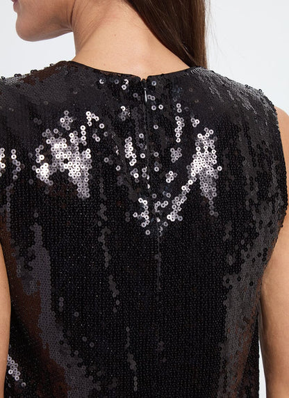 Lysse Adaline Stretch Sequin Shell Black Sequin