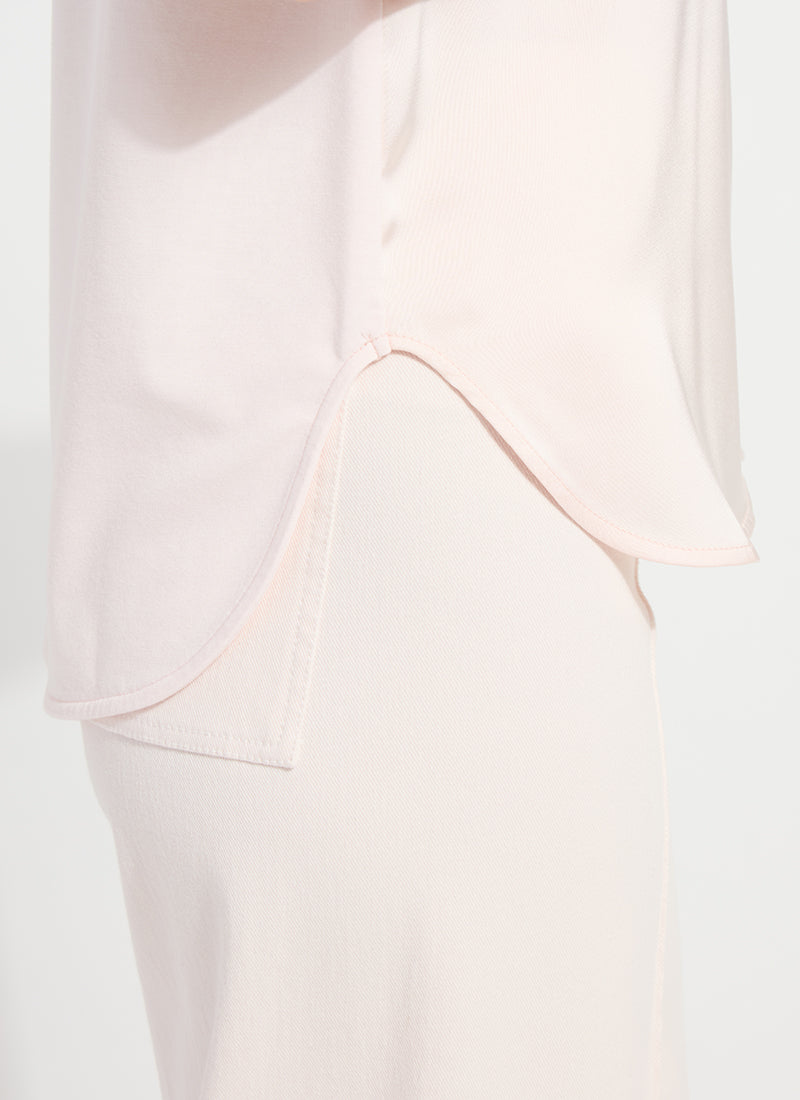 Lysse Jenika Crochet Neck Band Mix Media Top Barely Pink