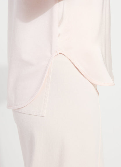 Lysse Jenika Crochet Neck Band Mix Media Top Barely Pink