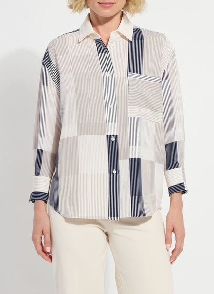 Lysse Jessica 3/4 Sleeve Cropped Shirt Oslo Stripe Collage