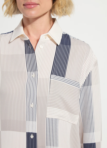 Lysse Jessica 3/4 Sleeve Cropped Shirt Oslo Stripe Collage