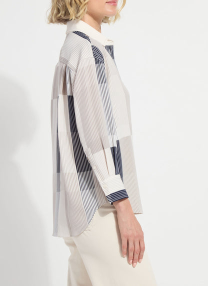 Lysse Jessica 3/4 Sleeve Cropped Shirt Oslo Stripe Collage