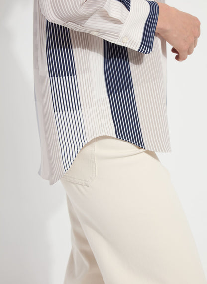 Lysse Jessica 3/4 Sleeve Cropped Shirt Oslo Stripe Collage