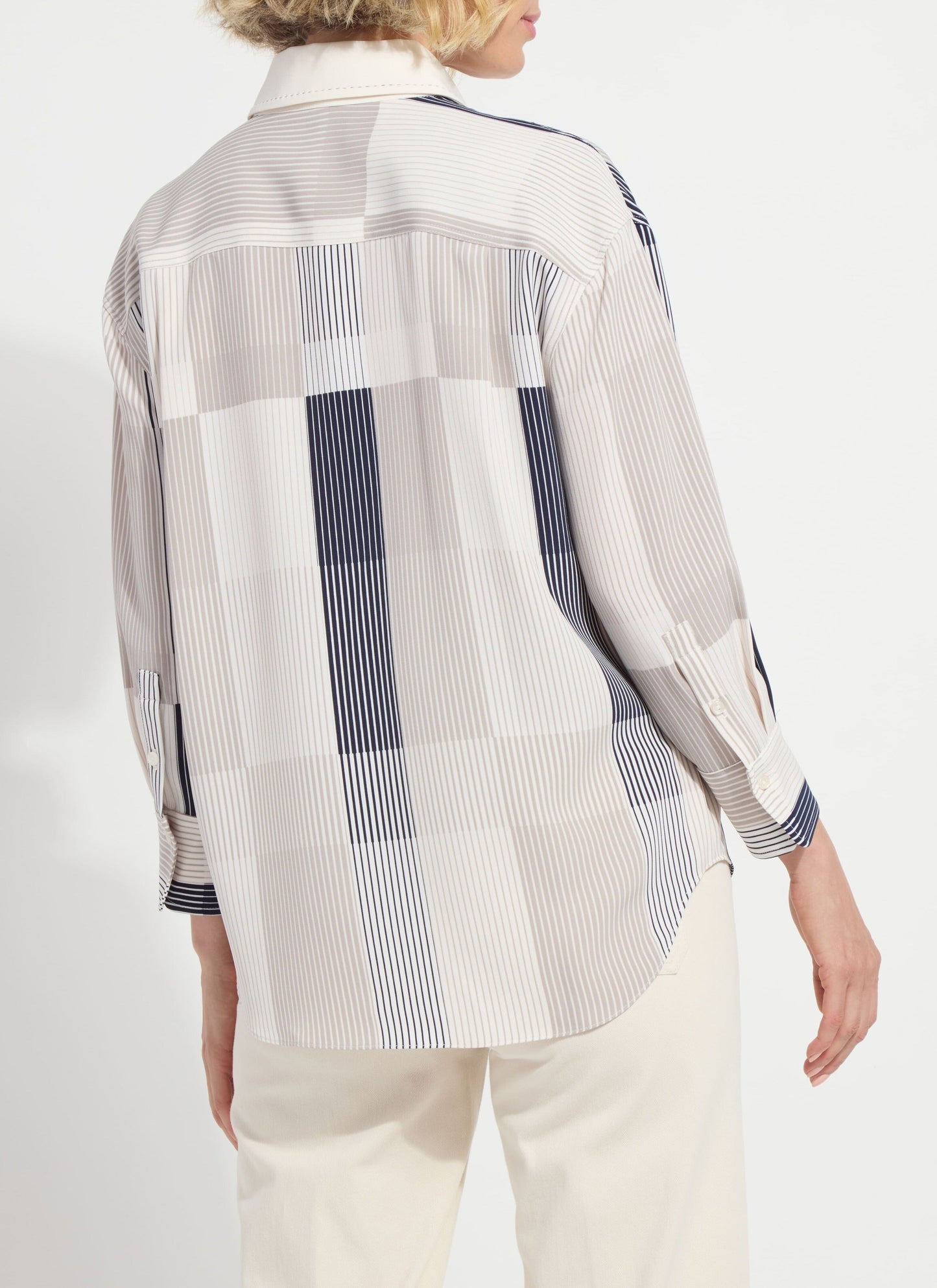 Lysse Jessica 3/4 Sleeve Cropped Shirt Oslo Stripe Collage