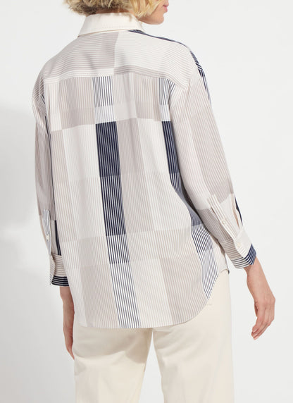 Lysse Jessica 3/4 Sleeve Cropped Shirt Oslo Stripe Collage
