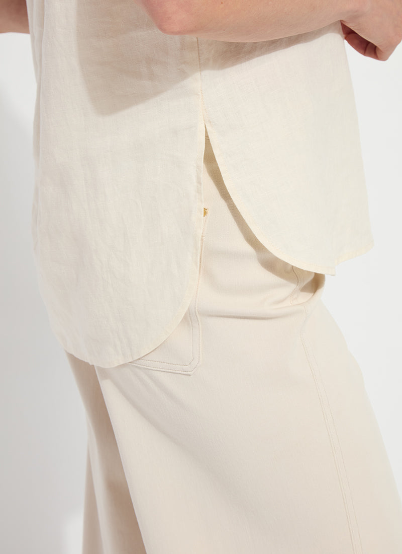 Lysse Althea Embroidered Collar Linen Shirt Macadamia
