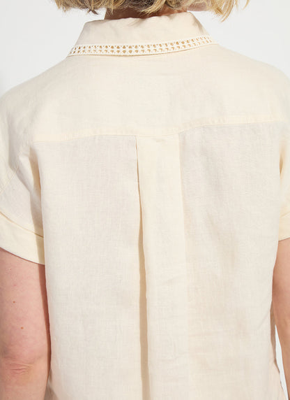 Lysse Althea Embroidered Collar Linen Shirt Macadamia