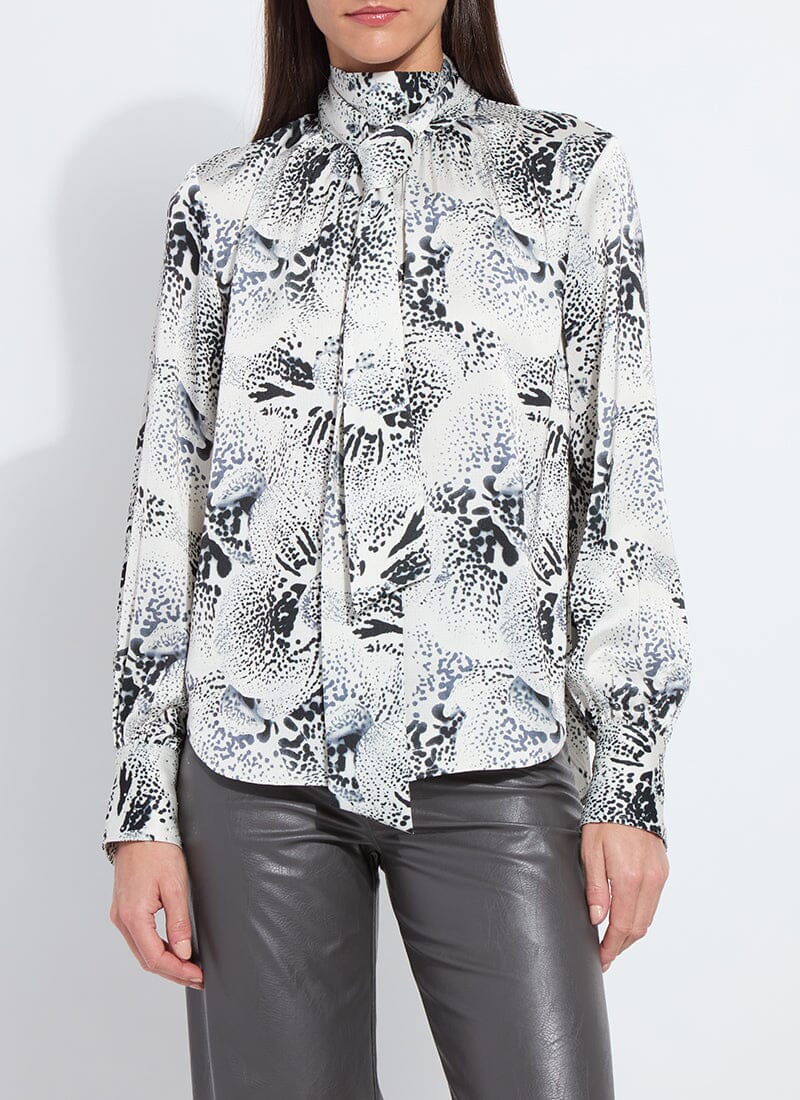 Lysse Onyx Embellished Scarf Neck Blouse Winter Orchid