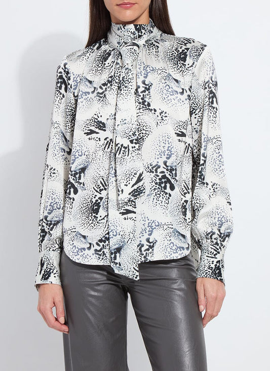 Lysse Onyx Embellished Scarf Neck Blouse Winter Orchid