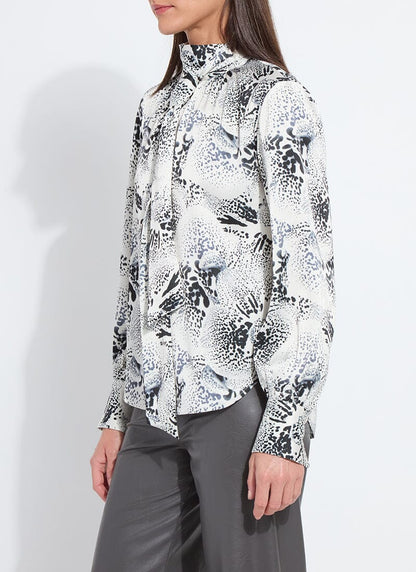Lysse Onyx Embellished Scarf Neck Blouse Winter Orchid