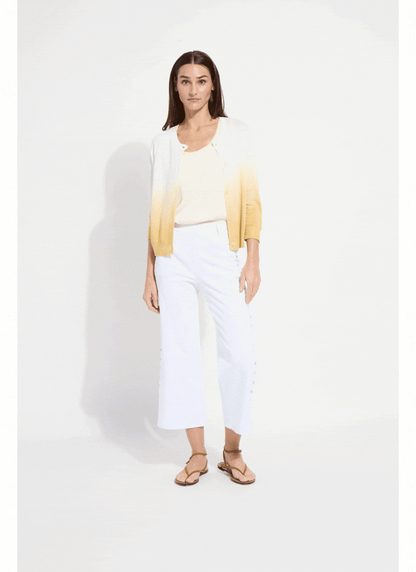Lysse Reign Ombre Cardigan Sweater Dip Dye Dark Gold