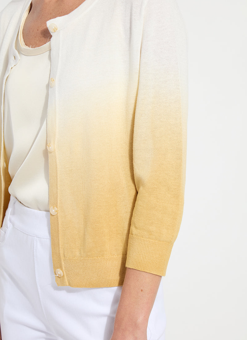 Lysse Reign Ombre Cardigan Sweater Dip Dye Dark Gold
