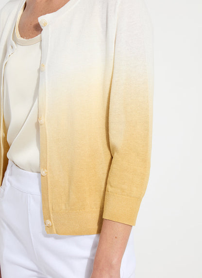 Lysse Reign Ombre Cardigan Sweater Dip Dye Dark Gold