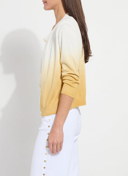 Lysse Reign Ombre Cardigan Sweater Dip Dye Dark Gold