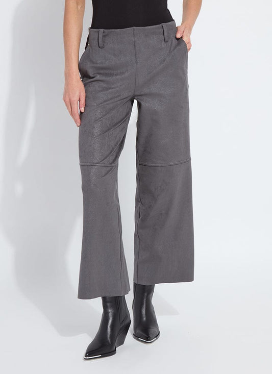 Lysse Amina Patent Foil Vegan Suede Pant (28" Inseam) Liquid Charcoal