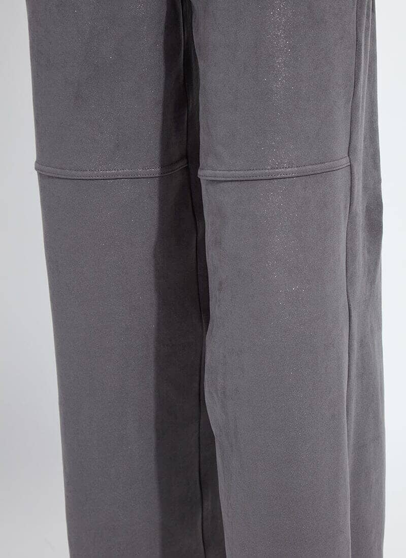 Lysse Amina Patent Foil Vegan Suede Pant (28" Inseam) Liquid Charcoal