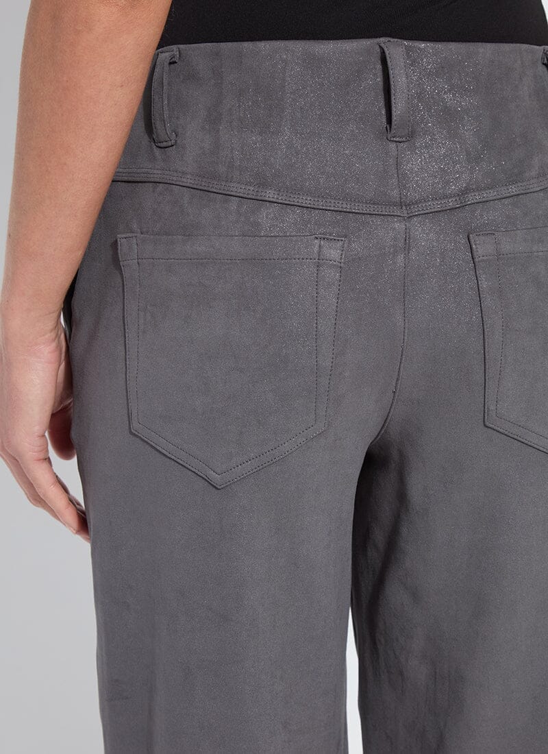 Lysse Amina Patent Foil Vegan Suede Pant (28" Inseam) Liquid Charcoal