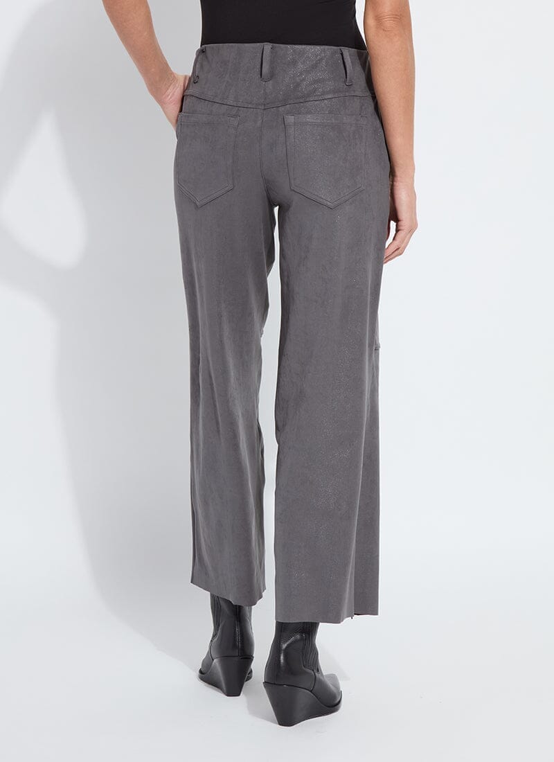 Lysse Amina Patent Foil Vegan Suede Pant (28" Inseam) Liquid Charcoal