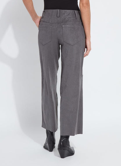 Lysse Amina Patent Foil Vegan Suede Pant (28" Inseam) Liquid Charcoal