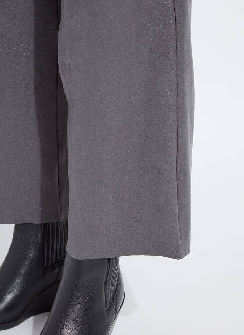 Lysse Amina Patent Foil Vegan Suede Pant (28" Inseam) Liquid Charcoal