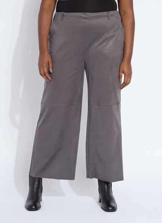 Lysse Amina Patent Foil Vegan Suede Pant Curvy (28"Inseam) Liquid Charcoal