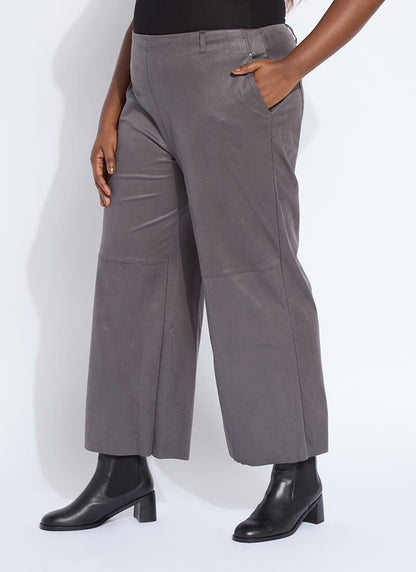 Lysse Amina Patent Foil Vegan Suede Pant Curvy (28"Inseam) Liquid Charcoal