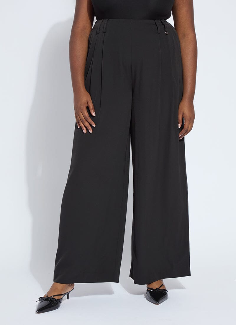 Lysse Darcy Pleated Wide Leg Trouser Curvy (32" Inseam) Black