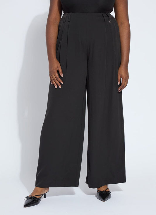 Lysse Darcy Pleated Wide Leg Trouser Curvy (32" Inseam) Black