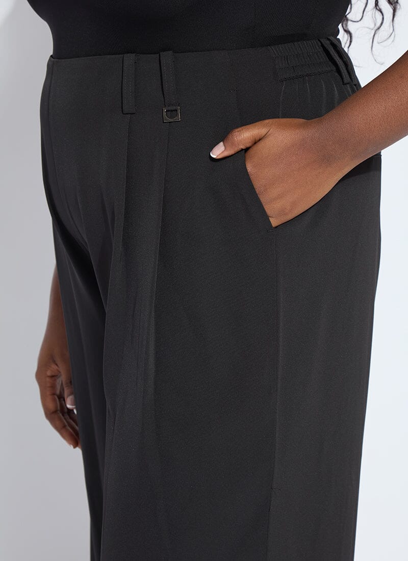 Lysse Darcy Pleated Wide Leg Trouser Curvy (32" Inseam) Black