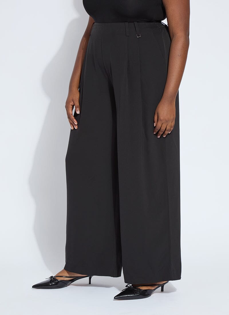Lysse Darcy Pleated Wide Leg Trouser Curvy (32" Inseam) Black