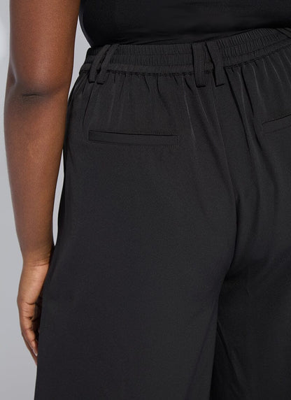 Lysse Darcy Pleated Wide Leg Trouser Curvy (32" Inseam) Black