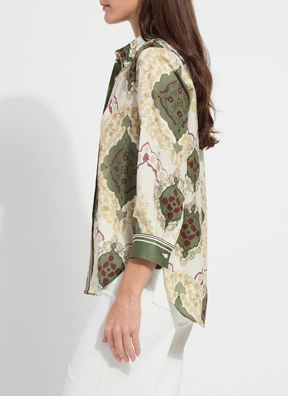 Lysse Ishani Roll Tab Printed Shirt Placed Artful Scarf
