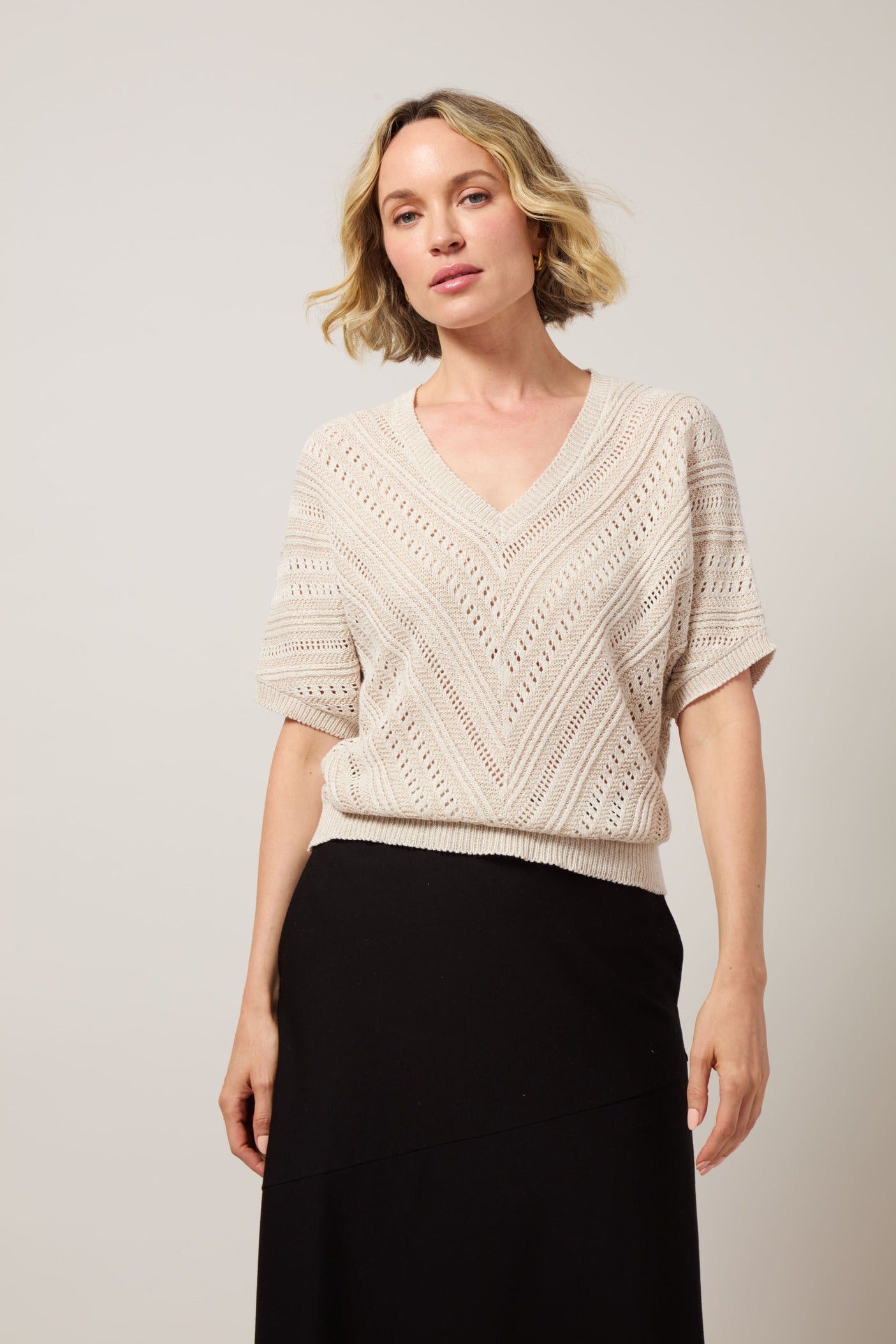 Lysse Francesca Dolman Sleeve Sweater Ecru/Khaki