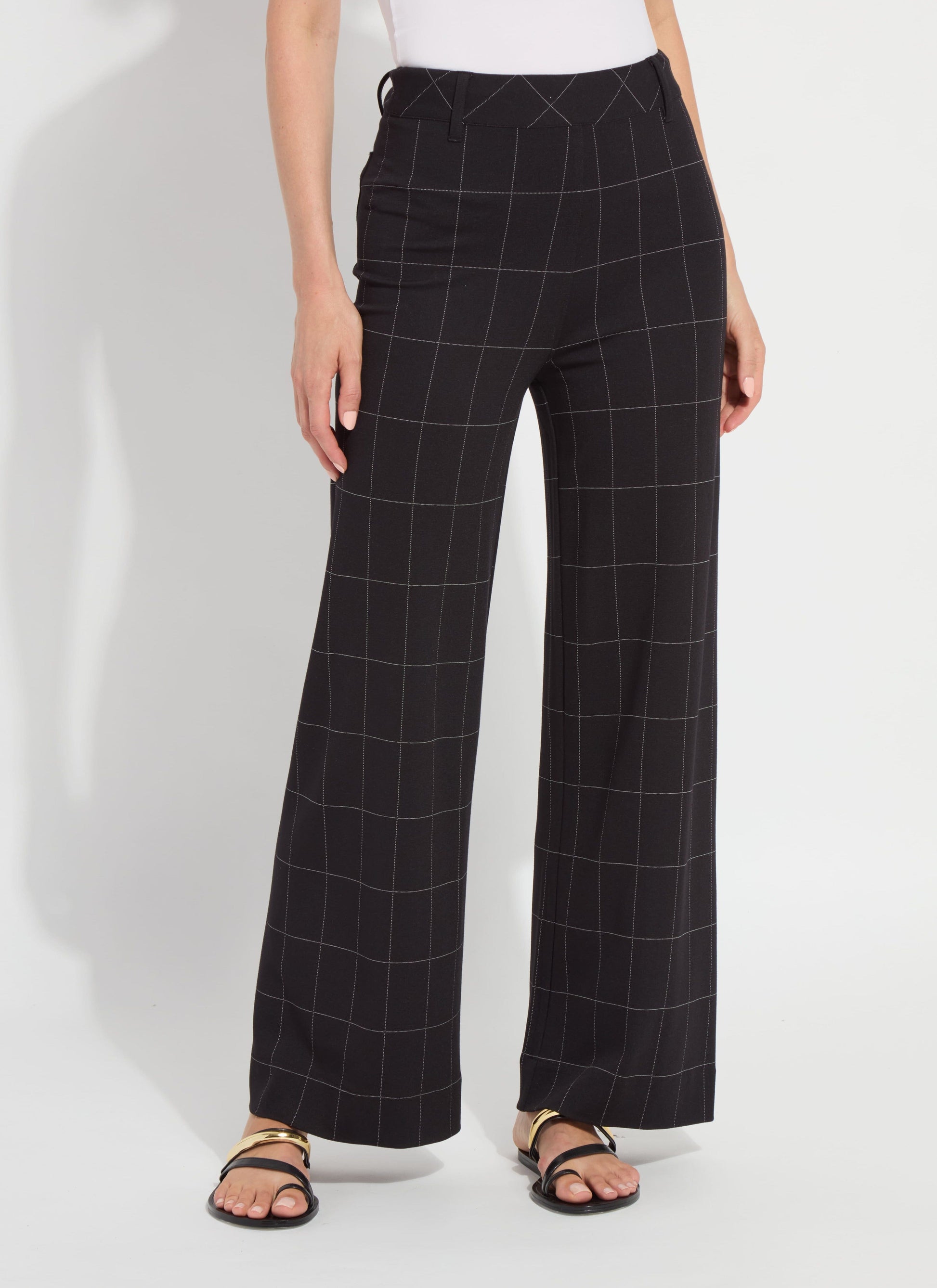 Lysse Erin Hi Waist Wide Leg Ponte - Double Check Line (28"Inseam) Double Check Line