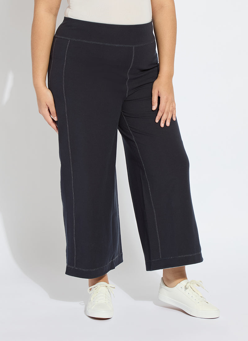Lysse Jovie Reversible Wide Leg Crop Jogger Curvy (26" Inseam) True Navy Grey Melange