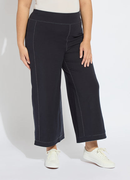 Lysse Jovie Reversible Wide Leg Crop Jogger Curvy (26" Inseam) True Navy Grey Melange