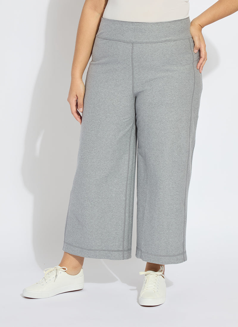 Lysse Jovie Reversible Wide Leg Crop Jogger Curvy (26" Inseam) True Navy Grey Melange