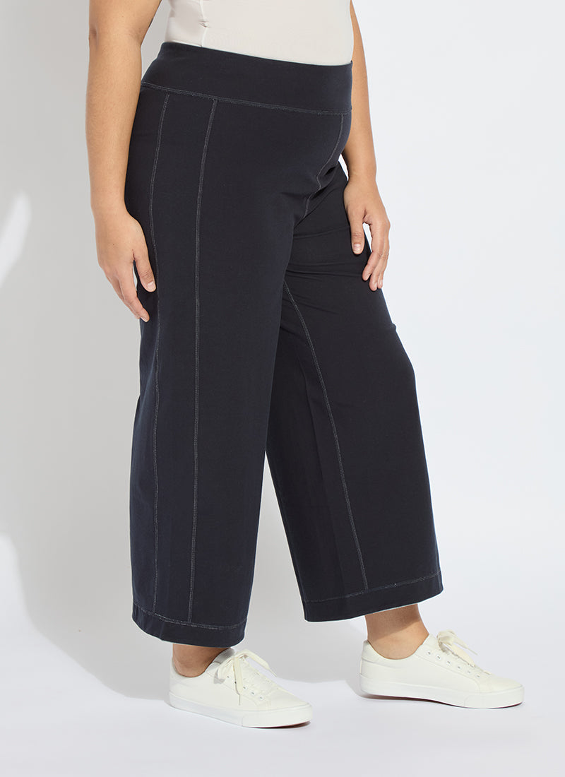 Lysse Jovie Reversible Wide Leg Crop Jogger Curvy (26" Inseam) True Navy Grey Melange