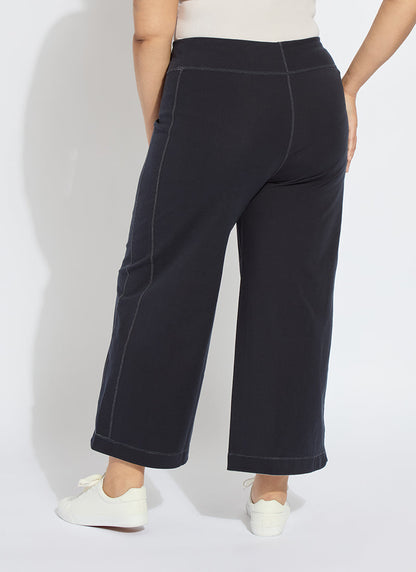 Lysse Jovie Reversible Wide Leg Crop Jogger Curvy (26" Inseam) True Navy Grey Melange