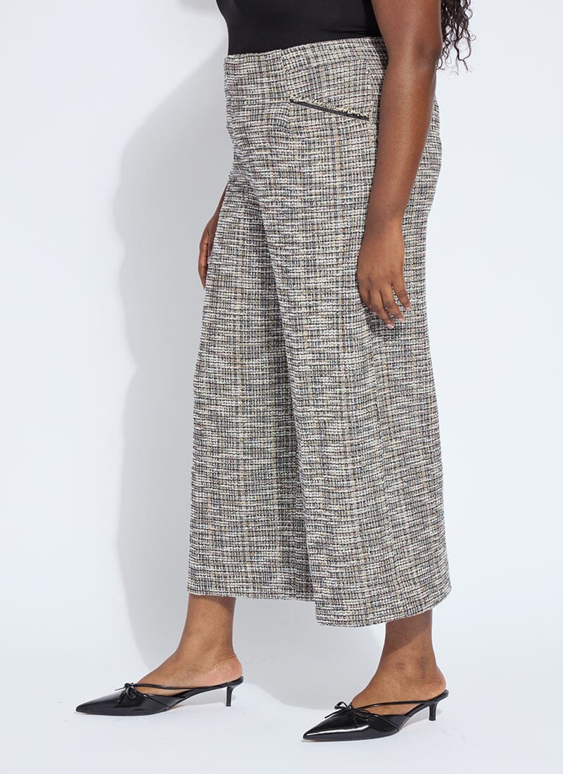 Lysse Charlotte Ankle Stretch Tweed Palazzo Curvy (25" Inseam) Multi Color