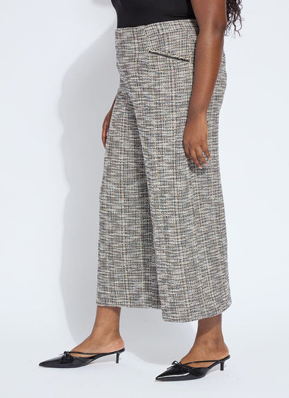 Lysse Charlotte Ankle Stretch Tweed Palazzo Curvy (25" Inseam) Multi Color